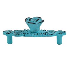 Turquoise Rose Distressed Iron Pull Cabinet Handles